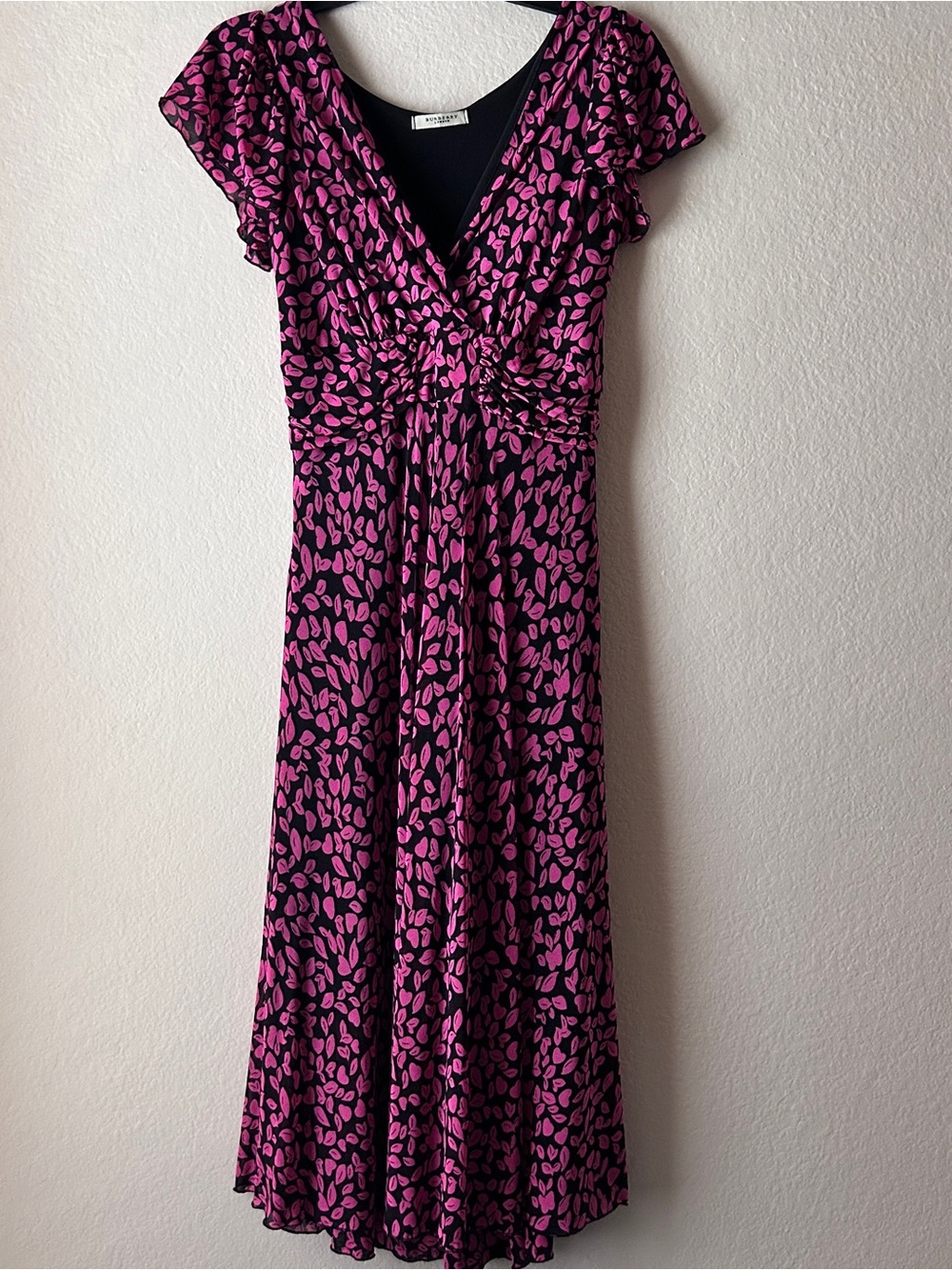 Burberry Black Dress with Pink Print